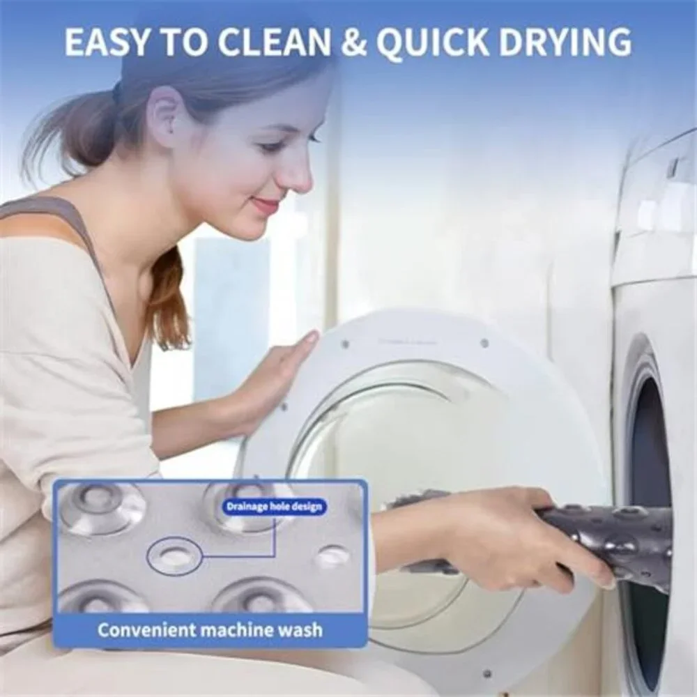 Non Slip Bath Mat PVC Shower Tub Mat Suction Cups Quick Dry 28x15 Grey